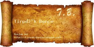 Tirpák Bence névjegykártya